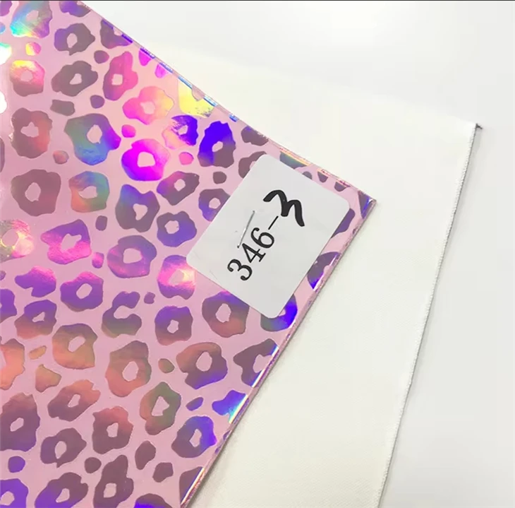 Embossed Leopard Holographic PU Synthetic Leather